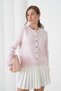 Women's Pink Crew Neck Button Detail Soft Textured Knitwear Cardigan - 5
