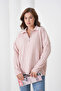 Women's Powder Polo Neck Zippered Oversized Knitwear Sweater - 4