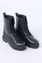 Justeen Black Matte Leather Lace-Up Zippered Women's Boots - 4