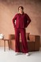 Women's Burgundy Polo Neck Oversized Sweater Pants Knitwear Bottom-Top Set - 5