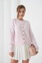 Women's Pink Crew Neck Button Detail Soft Textured Knitwear Cardigan - 6