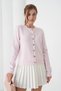 Women's Pink Crew Neck Button Detail Soft Textured Knitwear Cardigan - 7