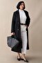 Lined Kaşe Double-Breasted Black Coat - 4