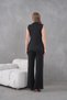 Women's Black Shirt Collar Buttoned Vest Palazzo Pants Knitwear Bottom-Top Set - 8
