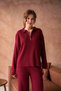 Women's Burgundy Polo Neck Oversized Sweater Pants Knitwear Bottom-Top Set - 7