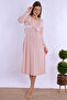 100% Cotton Maternity Nightgown with Breastfeeding Feature Effortt - Powder - 4