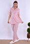 Cotton Comfortable Cut Maternity Pajama Set with Breastfeeding Feature Effortt - Pink - 4