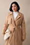 Camel Cashmere Coat with Single Flap Pocket and Belt - 2