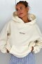 Women's Oversize Sweatshirt Hoodie Chmp Studios Printed White – Hooded, Kangaroo Pocket, 3 Strands