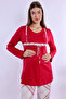 Cotton Fabric Maternity and Postpartum Set with Breastfeeding Features, 4 Pieces Effortt - Cherry - 6
