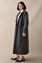 Anthracite Cashmere Coat with Single Flap Pocket and Belt - 4