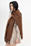 Houndstooth Patterned Wool Winter Scarf - Orange - 6