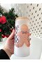Christmas Themed Printed Frosted Glass Cup with Bamboo Lid and Straw - 3