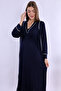 Effortt Navy Maternity and Postpartum Nightgown Set with Robe - 2