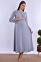 Cotton Comfortable Cut Maternity Nightgown with Hidden Breastfeeding Feature Effortt - Gray - 5