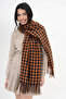 Houndstooth Patterned Wool Winter Scarf - Orange - 4