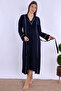 Effortt Navy Maternity and Postpartum Nightgown Set with Robe - 6
