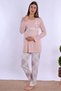 100% Cotton Maternity & Postpartum Pajama Set with Nursing Detail |   Adjustable Waist Effortt - Powder - 4