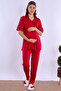 Cotton Comfortable Cut Maternity Pajama Set with Nursing Features Effortt - Cherry - 2