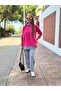 Women's Pink Hooded Hem Detail Trim Reverse Stitching Double Suit - 7
