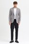 Dorra Men's Gray Cotton Blend Stretch Fabric Dobby Mono Collar Sport Slim Fit Blazer Jacket - 4
