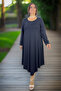 Asymmetric Cut Interlock Viscose Fabric Plus Size Bell Cut Women's Dress - 2