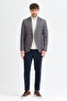 Maregas Men's Navy-Mustard Cotton Plaid Slim Fit Mono Collar Sports Blazer Jacket - 8