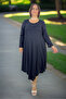 Asymmetric Cut Interlock Viscose Fabric Plus Size Bell Cut Women's Dress - 4