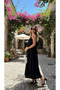 Women's Dubai Fabric Adjustable Drawstring Strap Stylish Midi Dress - 4