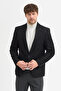 Max Hasır Men's Black Patterned Polyviscose Fabric Slim Fit Sports Blazer Jacket