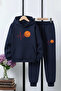 3 Thread Thick Winter Basketball Pulse Themed 6 Piece B Printed Boys' Tracksuit Set - 2