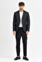 Naldo Men's Black-Blue Plaid Patterned Polyviscon Fabric Slim Fit Sports Blazer Jacket - 4