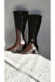Melinta Black Zippered Buckle Detailed Brown Boots - 4