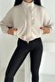 Women's Beige Zippered Buttoned Modal Fabric Premium Crop Jacket - 5