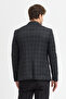 Naldo Men's Black-Blue Plaid Patterned Polyviscon Fabric Slim Fit Sports Blazer Jacket - 8