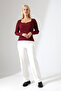 Women's Collar Detail Long Sleeve Knitwear Blouse - 4