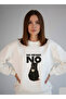 Sweatshirt Oversized Unisex Crew Neck No Means No Cat Print