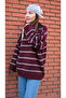 Una Fiaba-Bordo Oversized Striped Buttoned Polo Neck Knitwear Sweater - 4