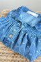 Miniğimin Cicileri Heart Printed Girls' Soft Denim Dress - Blue - 3