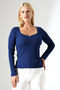 Women's Collar Detail Long Sleeve Knitwear Blouse - 6