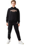 Boy's Phonix Written Tracksuit with Phoenix Detail on the Back, Kangaroo Pocket, Hooded Black Color Tracksuit Set