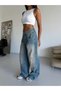 Unisex Loose Baggy Pleated Detail Vintage Jeans - 4