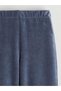 Indigo Elastic Waist Flared Velvet Girls' Leggings (W5) - 4
