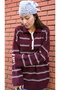 Una Fiaba-Bordo Oversized Striped Buttoned Polo Neck Knitwear Sweater - 6
