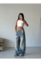 Unisex Loose Baggy Pleated Detail Vintage Jeans - 5