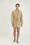 Kly 275 Men's Beige Tie-Up Pocketed Fleece Robe - 4