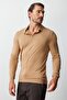 Dark Beige Standard Fit Slim Fit Polo Collar Plain Long Sleeve Knitwear - 6