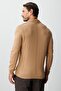 Dark Beige Standard Fit Slim Fit Polo Collar Plain Long Sleeve Knitwear - 5