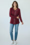 Women's Front Closed Button Detail Stone-Embellished Narcissus Seasonal Bluse - 4