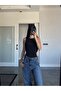Black Low-Cut Snap Blouse - 2